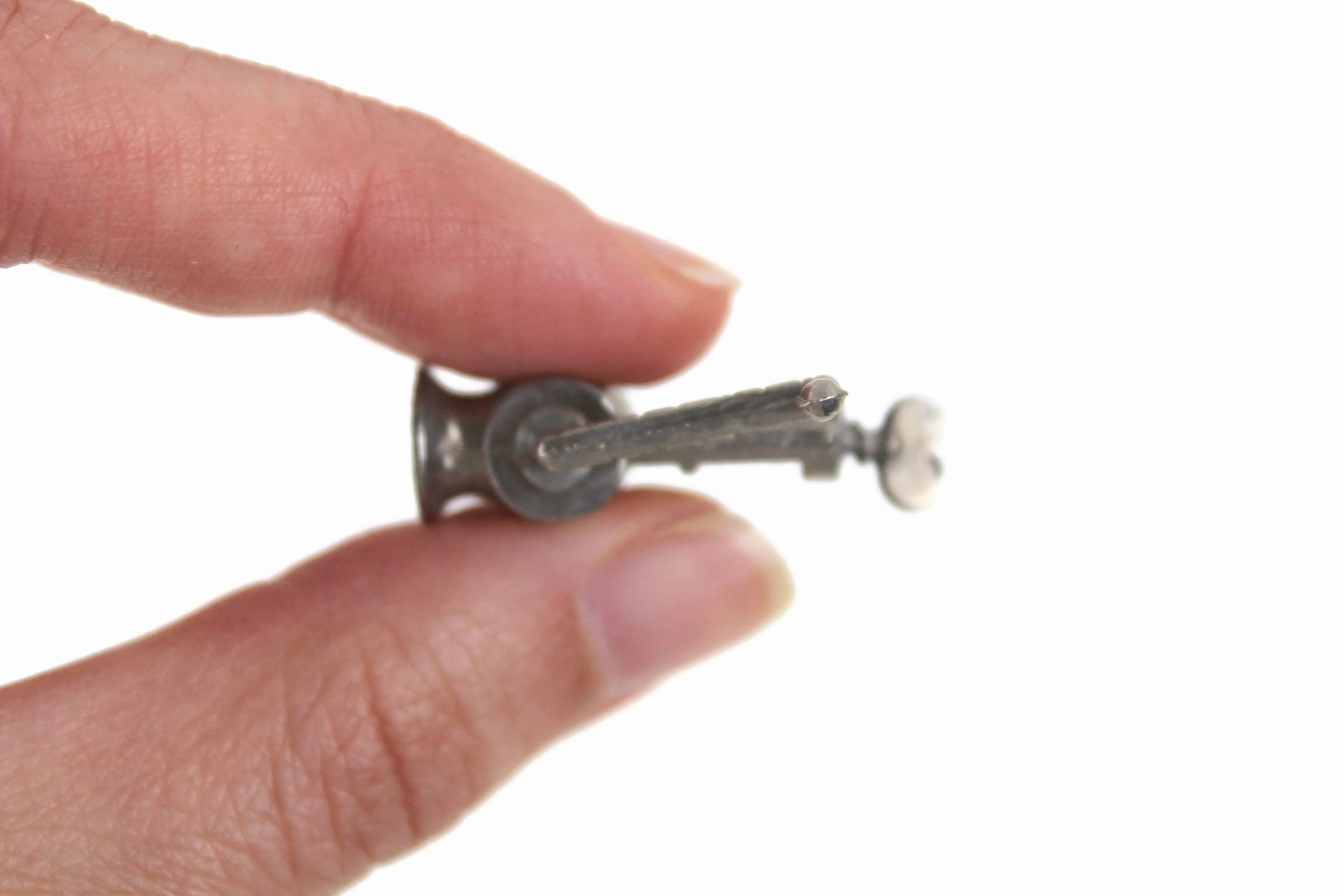 Vintage 1:12 Miniature Dollhouse Silver Metal Meat Grinder