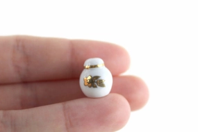Vintage 1:12 Miniature Dollhouse White & Gold Porcelain Jar or Canister