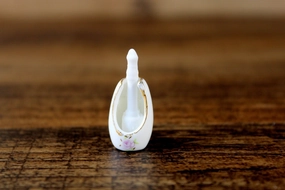 Vintage 1:12 Miniature Dollhouse White & Pink Floral Porcelain Toilet Brush & Holder