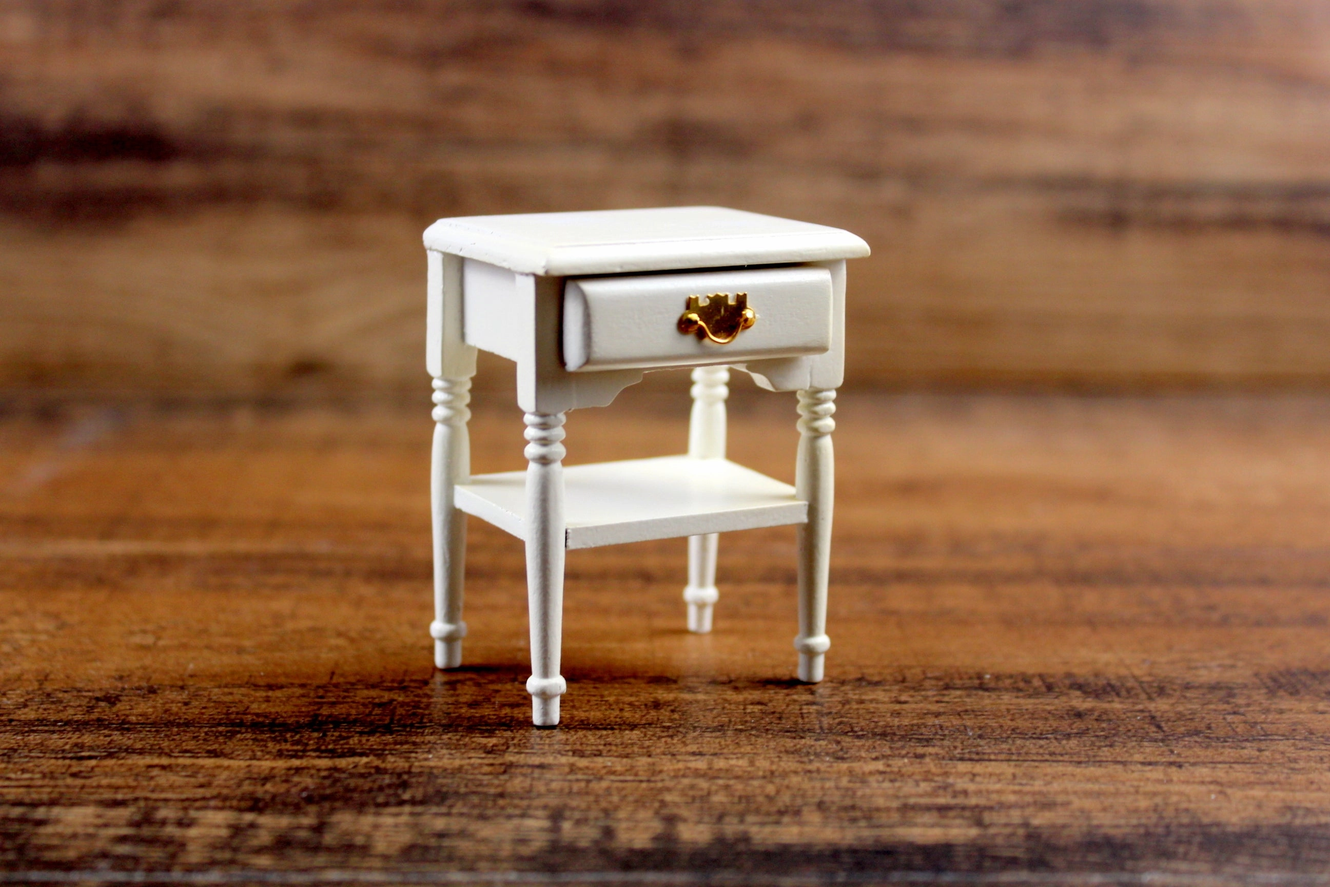 Vintage 1:12 Miniature Dollhouse White End Table, Side Table or Nightstand