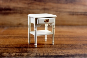 Vintage 1:12 Miniature Dollhouse White End Table, Side Table or Nightstand