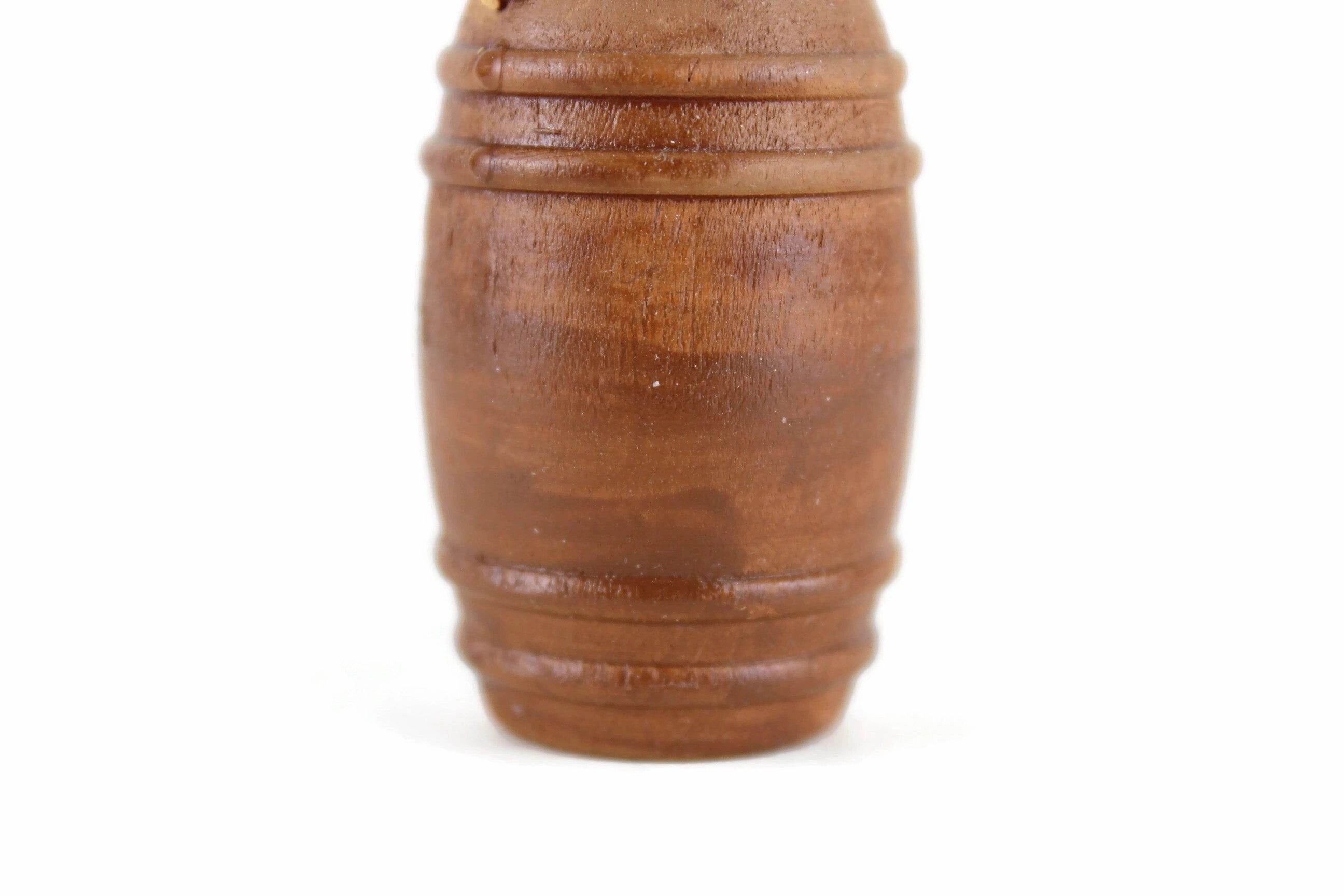 Vintage 1:12 Miniature Dollhouse Wooden Barrel of Birdseed with Scoop