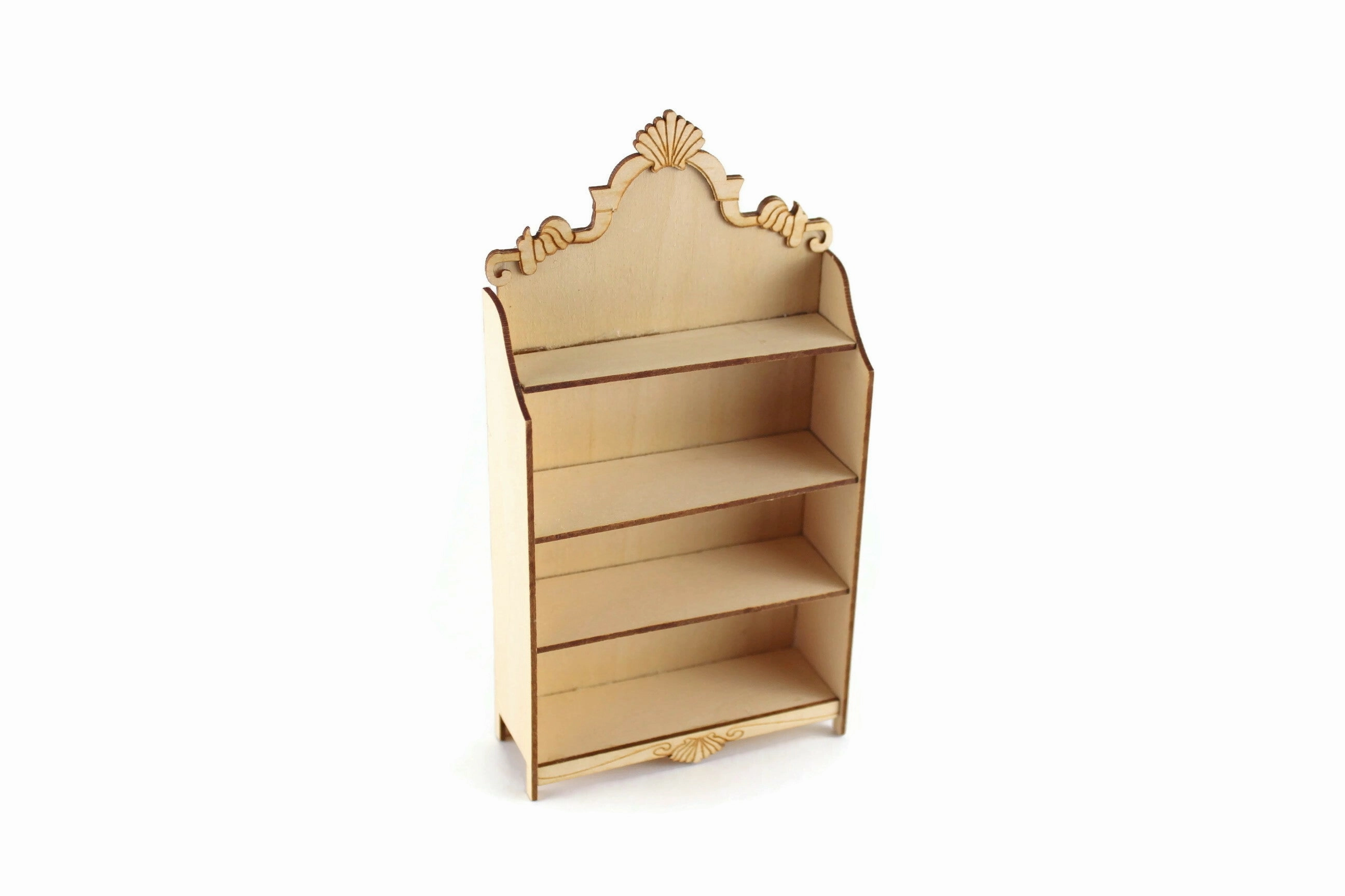 Vintage 1:12 Miniature Dollhouse Wooden Shelf, Bookshelf or Bookcase