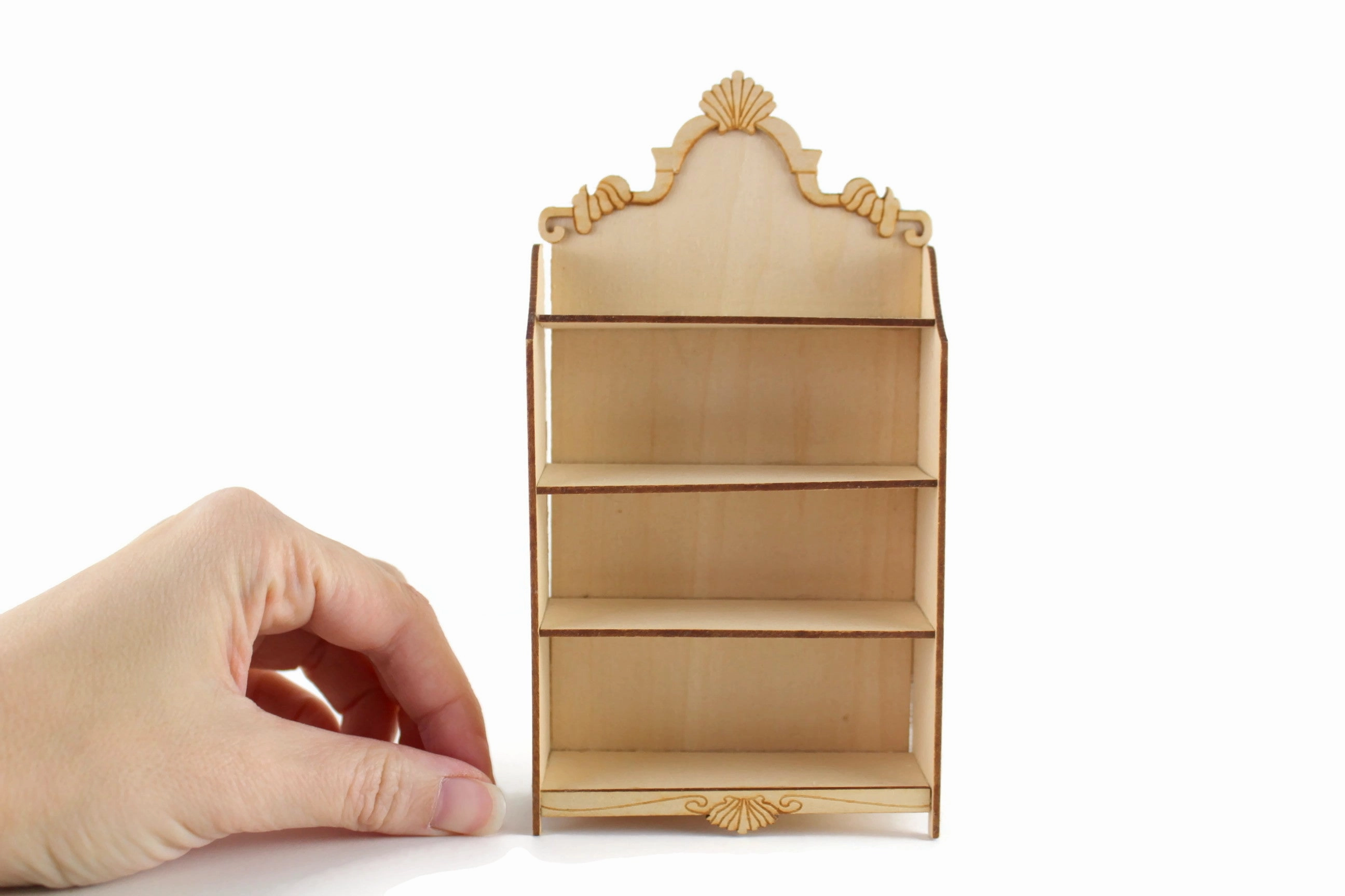 Vintage 1:12 Miniature Dollhouse Wooden Shelf, Bookshelf or Bookcase