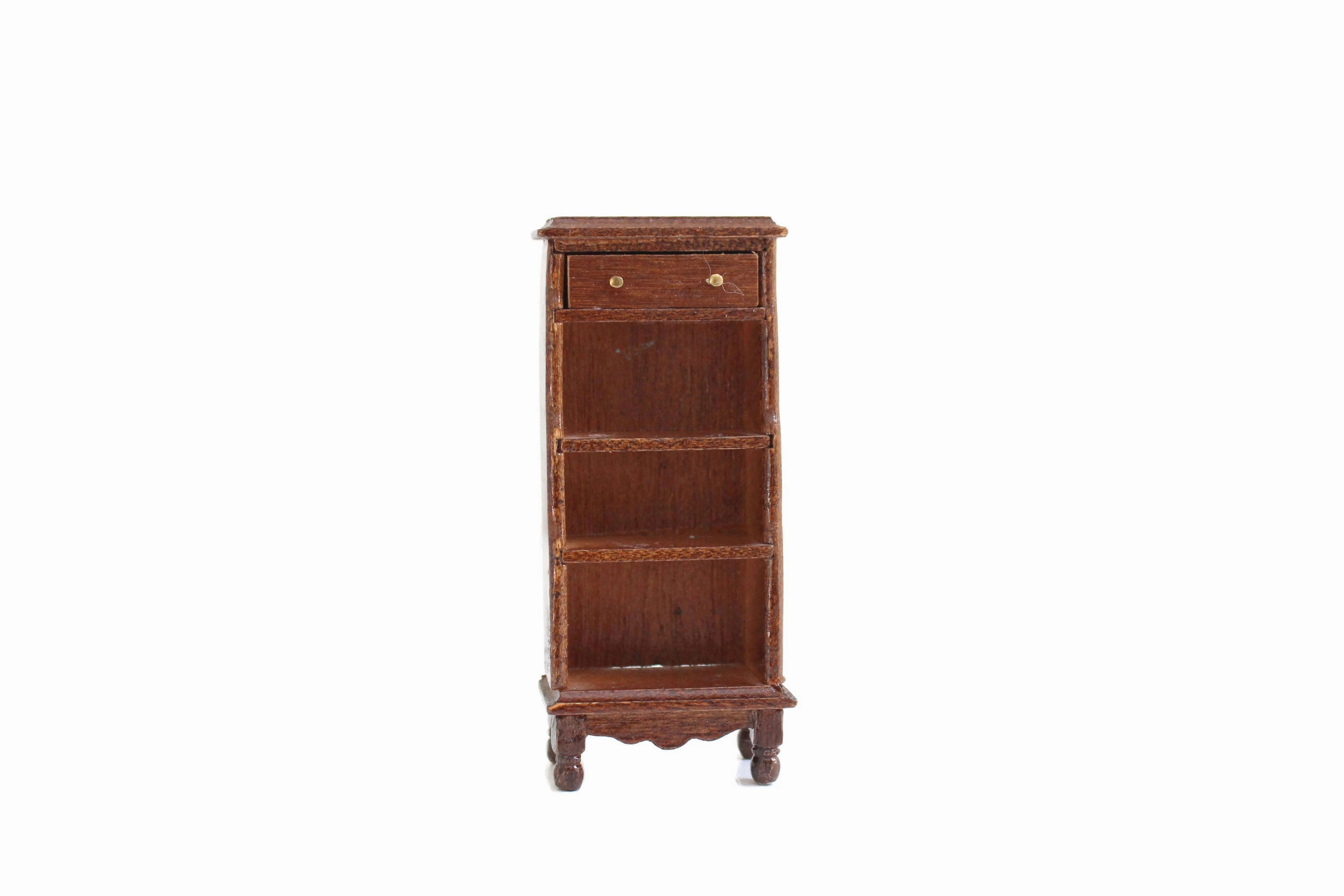 Vintage 1:12 Miniature Dollhouse Wooden Shelf, Bookshelf or Curio