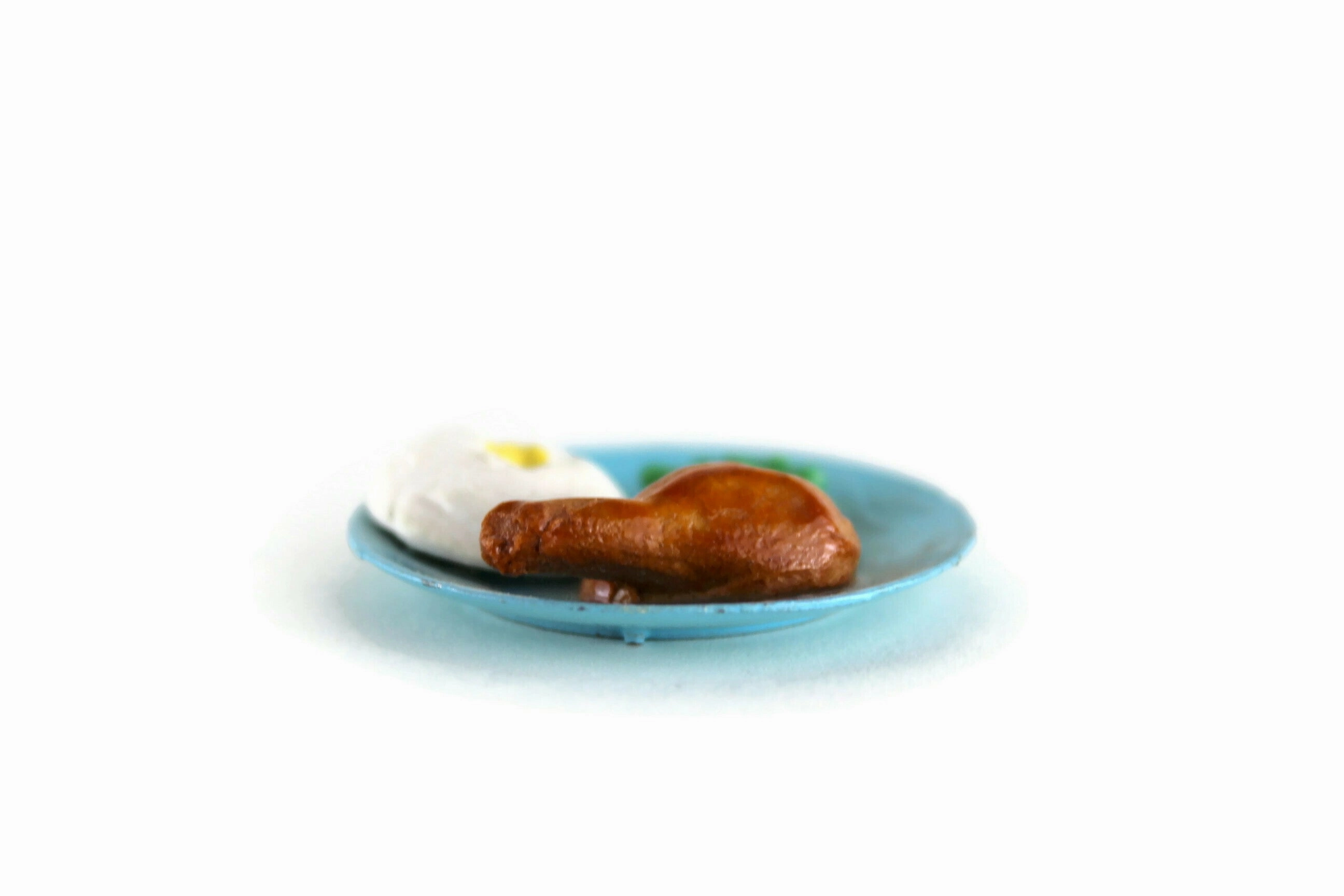 Vintage 1:6 Miniature Dollhouse Dinner Plate with Turkey Leg, Potatoes & Peas