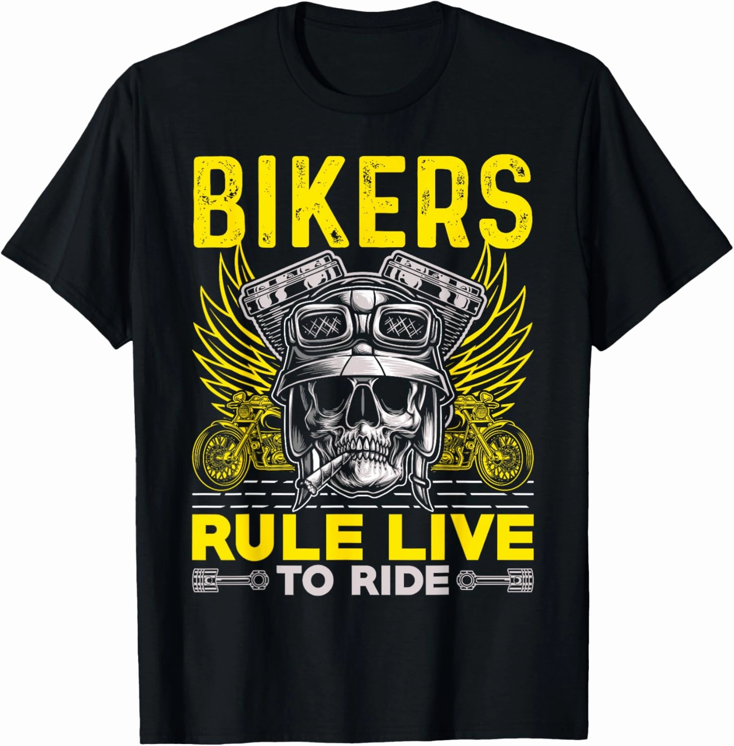 Vintage Bikers Rule Live To Ride Motorcycle Lover Bike Rider T-Shirt