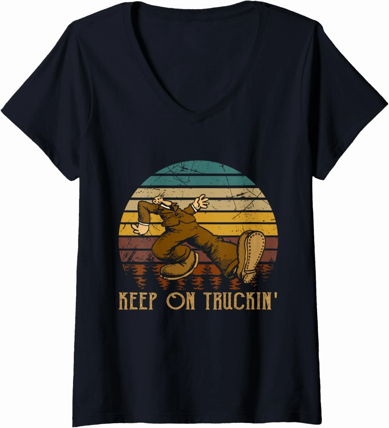 Vintage Styles 70s Music Retro Cars Truck - Keep On Truckin' V-Neck T-Shirt
