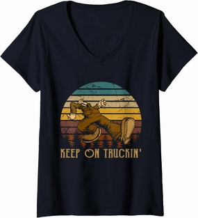 Vintage Styles 70s Music Retro Cars Truck - Keep On Truckin' V-Neck T-Shirt