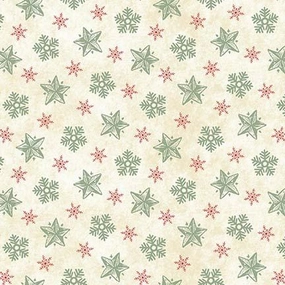 Vintage Whisper from Santa by Studio E Fabrics STARS & SNOWFLAKES/CREAM