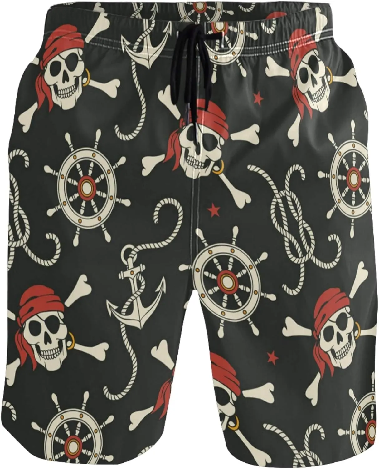 visesunny Fashion Funny Style Men's Beach Shorts Swim Trunks Quick Dry Casual Polyester Swim Shorts with Pockets S-XXL