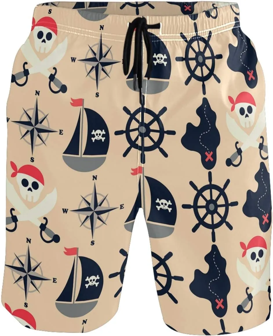 visesunny Fashion Funny Style Men's Beach Shorts Swim Trunks Quick Dry Casual Polyester Swim Shorts with Pockets S-XXL