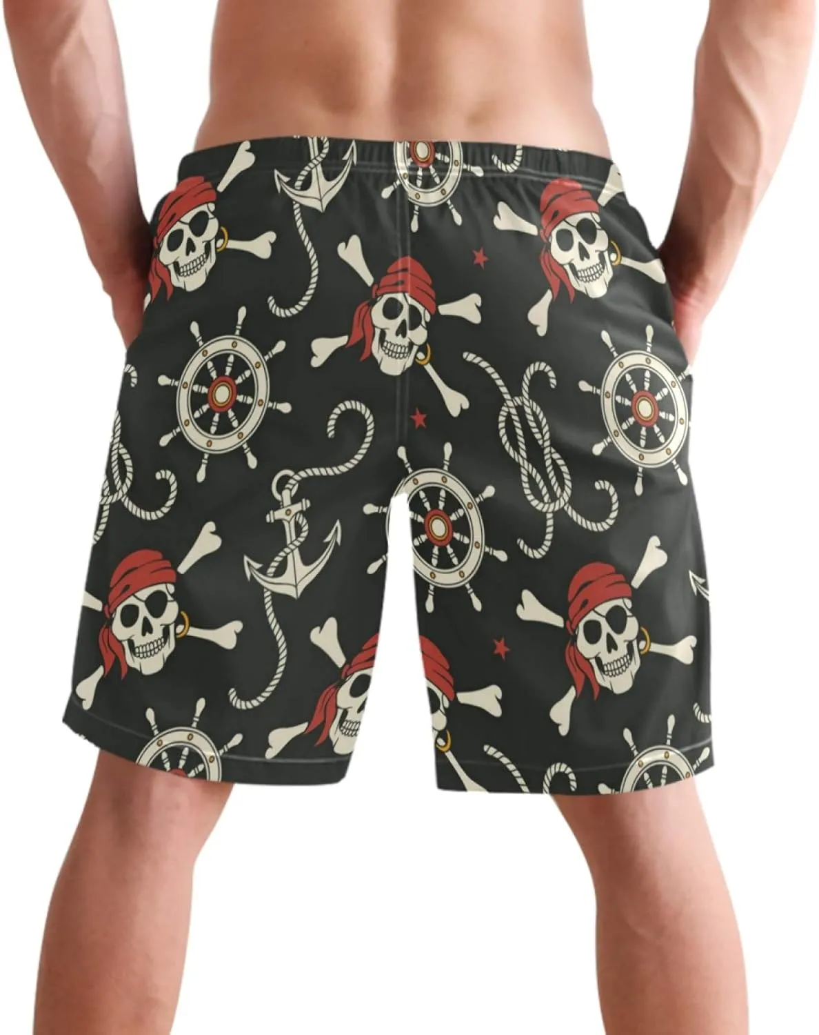 visesunny Fashion Funny Style Men's Beach Shorts Swim Trunks Quick Dry Casual Polyester Swim Shorts with Pockets S-XXL