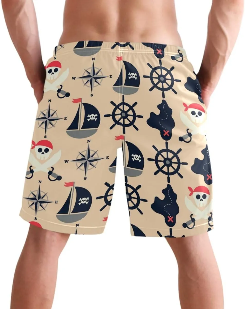 visesunny Fashion Funny Style Men's Beach Shorts Swim Trunks Quick Dry Casual Polyester Swim Shorts with Pockets S-XXL