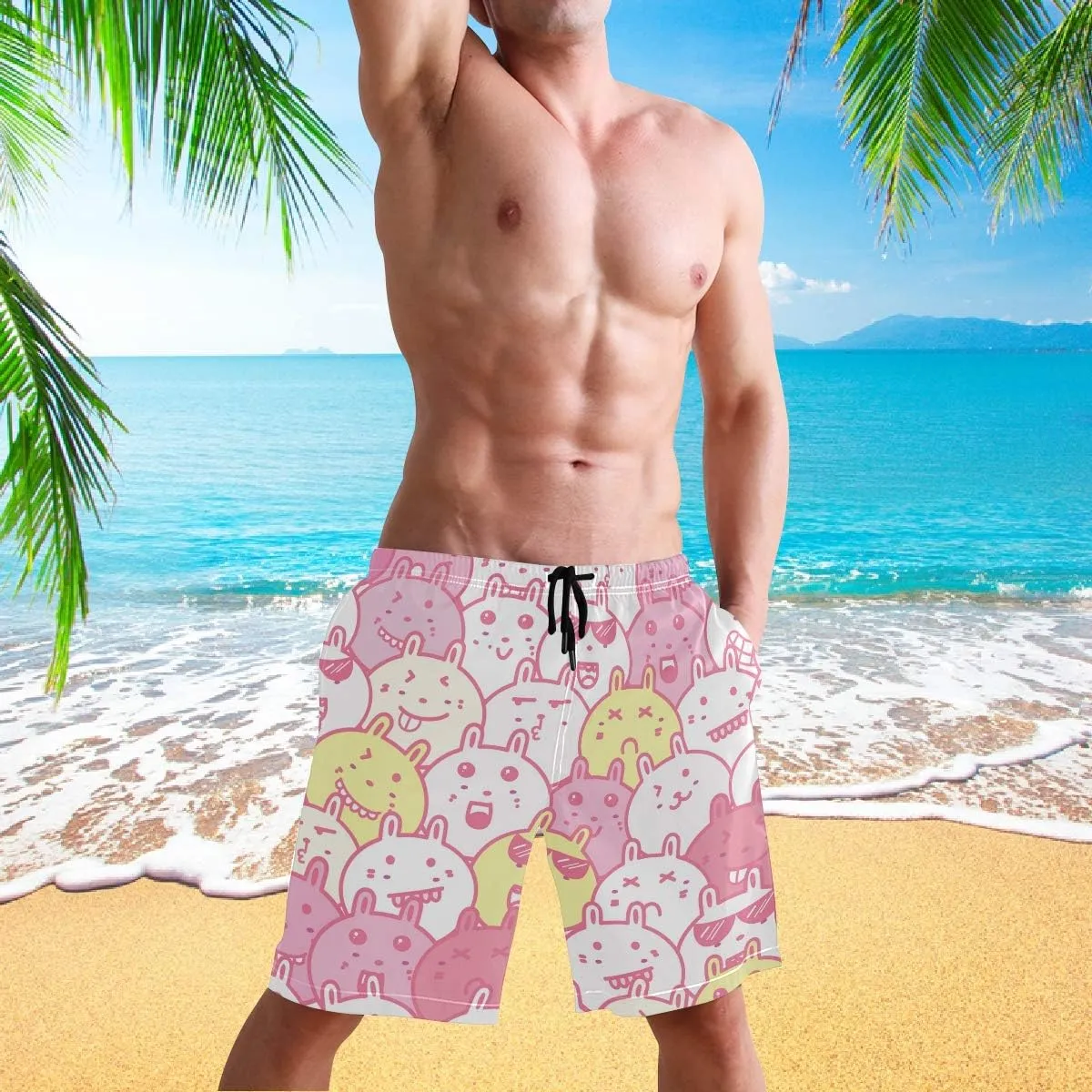 visesunny Men's Novelty Beach Shorts Quick Dry Swimwear Sports Running Swim Board Shorts