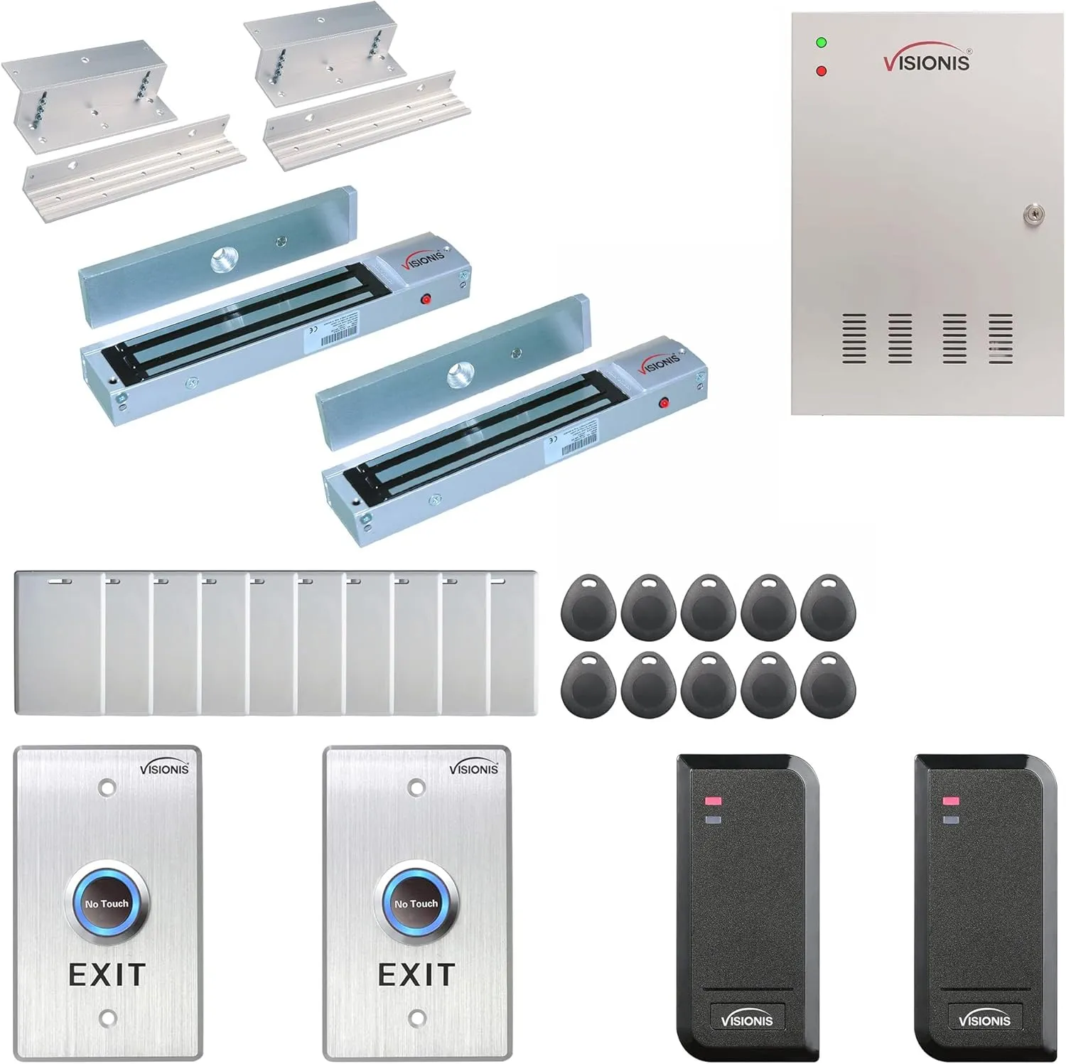 Visionis FPC-6134 Two Doors Access Control For In Swing Door Electric 600lbs Mag Lock Time Attendance TCP/IP Wiegand Controller Box, Black Indoor/Outdoor Card Reader, Software   20,000 Users Kit