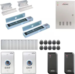 Visionis FPC-6134 Two Doors Access Control For In Swing Door Electric 600lbs Mag Lock Time Attendance TCP/IP Wiegand Controller Box, Black Indoor/Outdoor Card Reader, Software   20,000 Users Kit