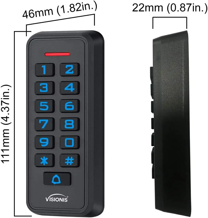 Visionis FPC-7279 Two Door Access Control for Outswing Door 600lbs MagLock Time Attendance TCP/IP Wiegand Controller, Black Card Reader and Keypad, 10,000 Users Software Included