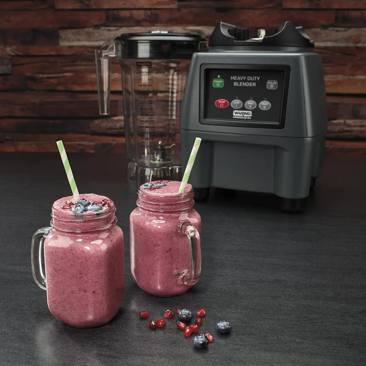 Waring Commercial CB15P Ultra Heavy Duty 3.75 HP Blender, Electric Touchpad Controls with BPA Free Copolyester 1 Gallon Container, 120V. 5-15 Phase Plug,Stainless Steel, Black