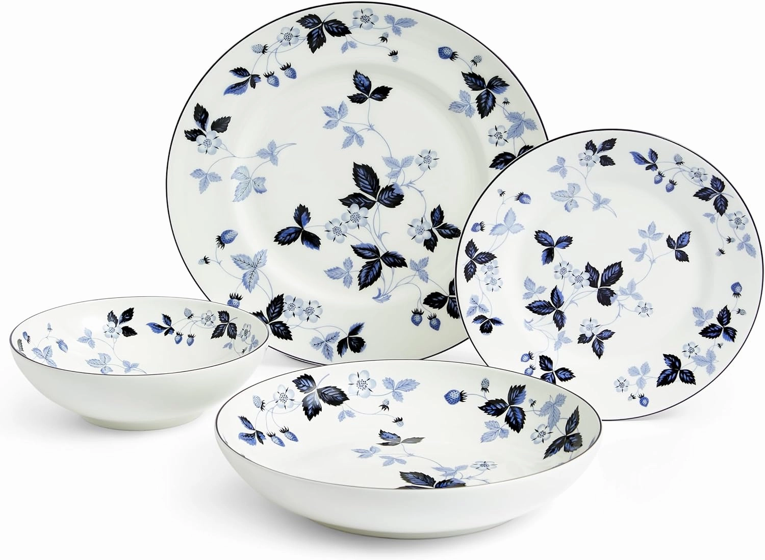 Wedgwood Wild Strawberry Inky Blue Dinnerware Set, 4 Pieces