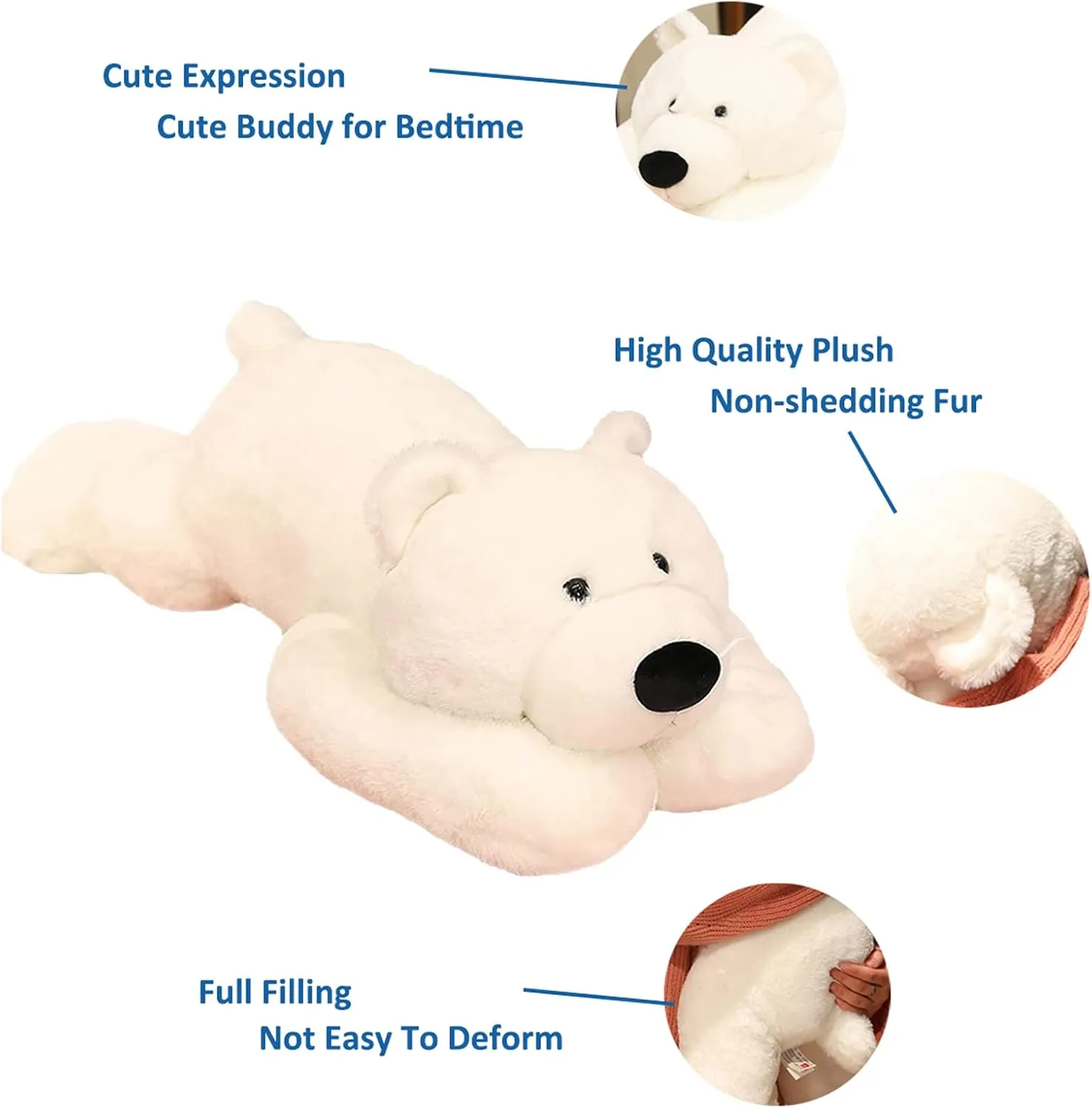 Weighted Stuffed Animals, Polar Bear Stuffed Animal Toy White Bear Weighted Plush Animals Throw Pillow Gifts for Boys Girls, 11.8 inch