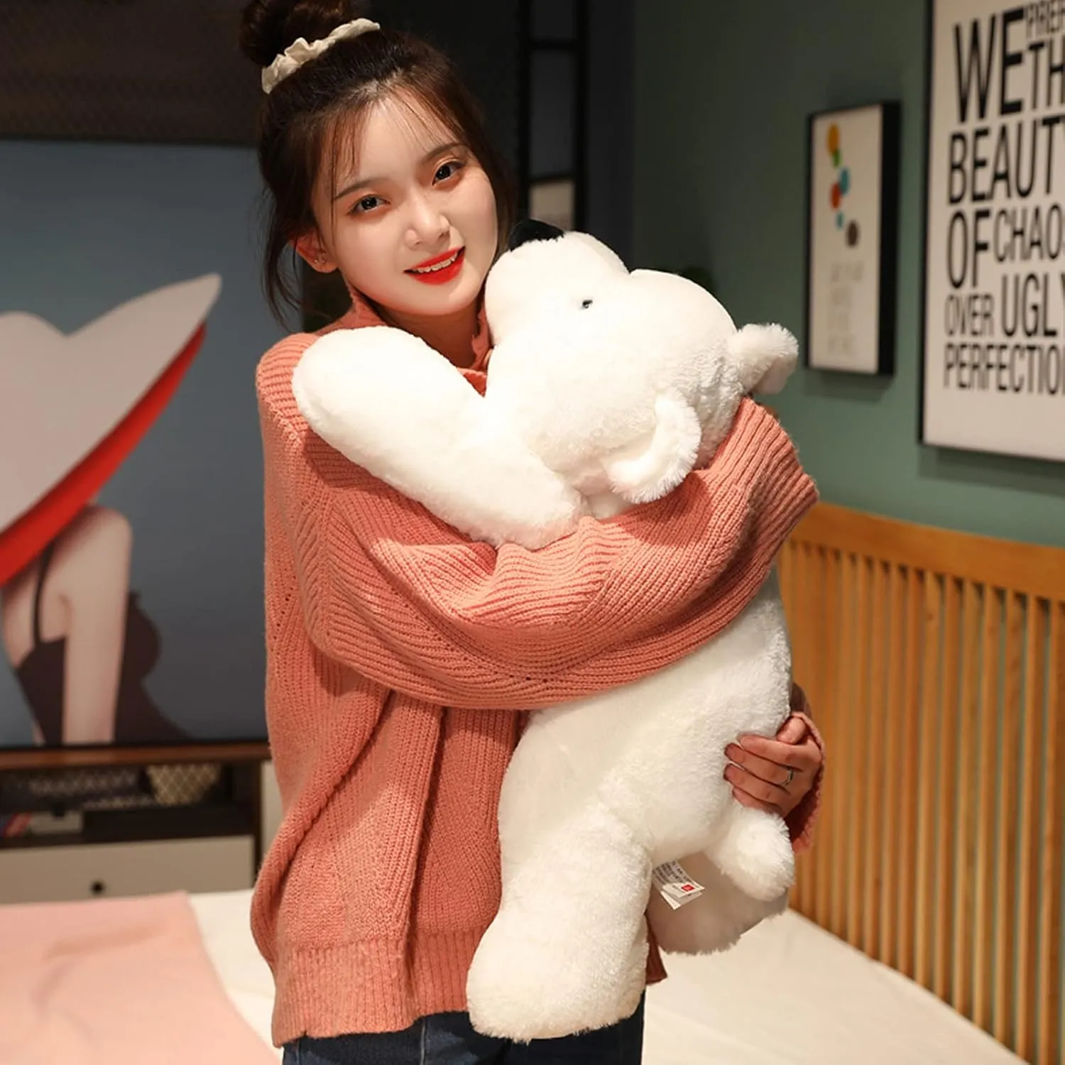 Weighted Stuffed Animals, Polar Bear Stuffed Animal Toy White Bear Weighted Plush Animals Throw Pillow Gifts for Boys Girls, 11.8 inch