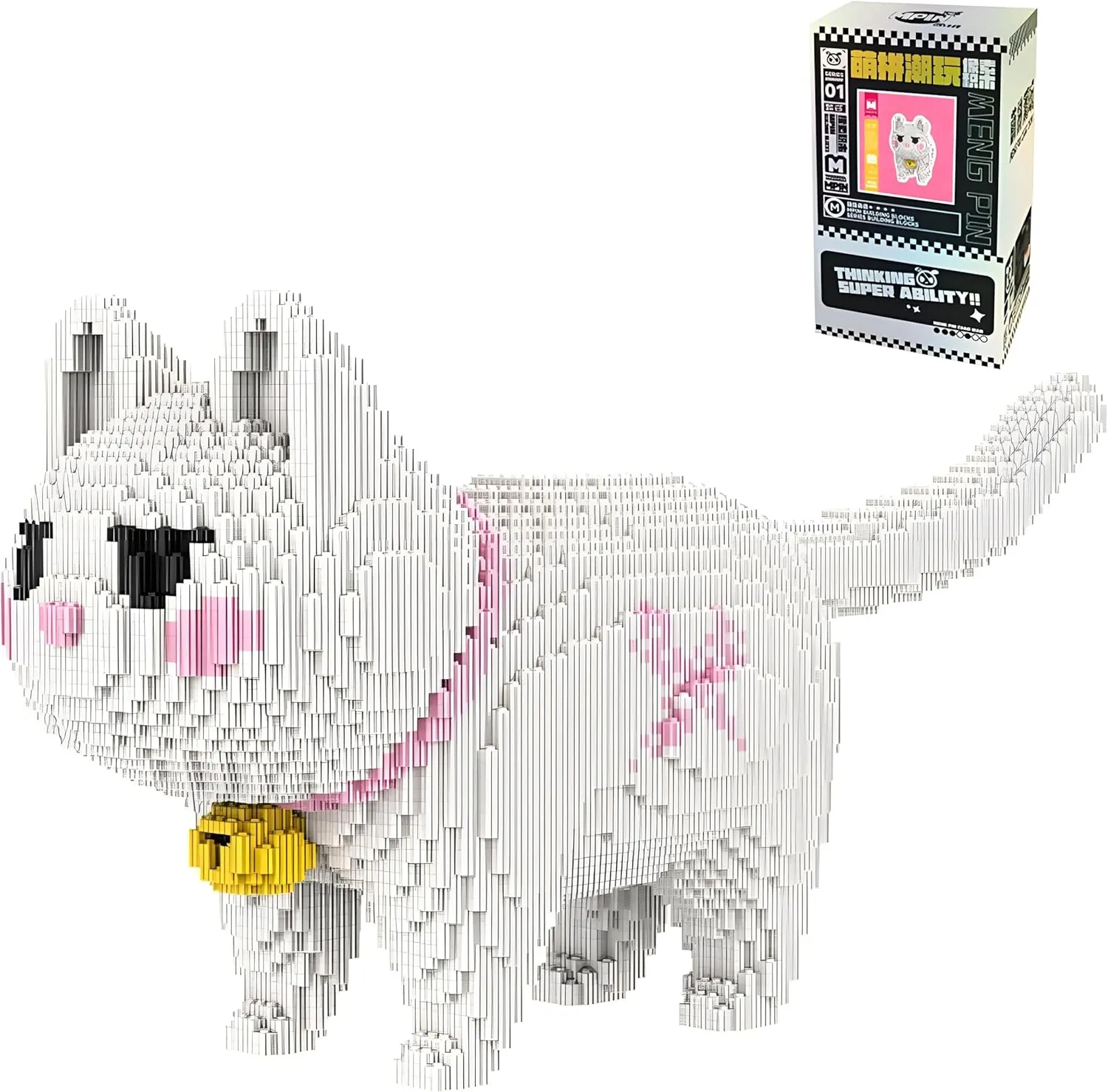 White Cat Micro Building Blocks Set Laegr Lovely Animal Model Kits Toys Gift for Adult and Kids 5760 Pieces