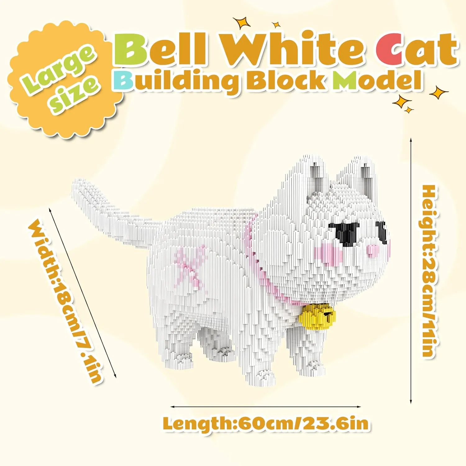 White Cat Micro Building Blocks Set Laegr Lovely Animal Model Kits Toys Gift for Adult and Kids 5760 Pieces