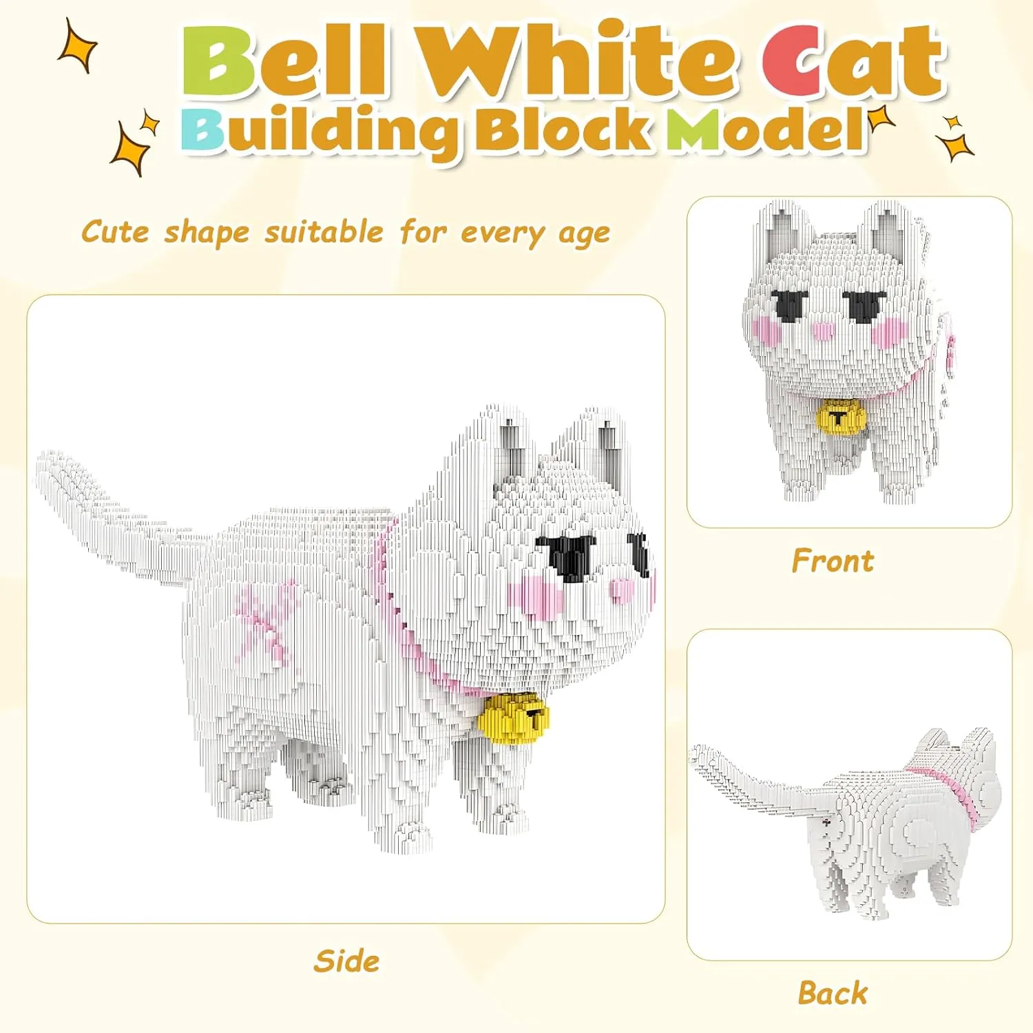 White Cat Micro Building Blocks Set Laegr Lovely Animal Model Kits Toys Gift for Adult and Kids 5760 Pieces