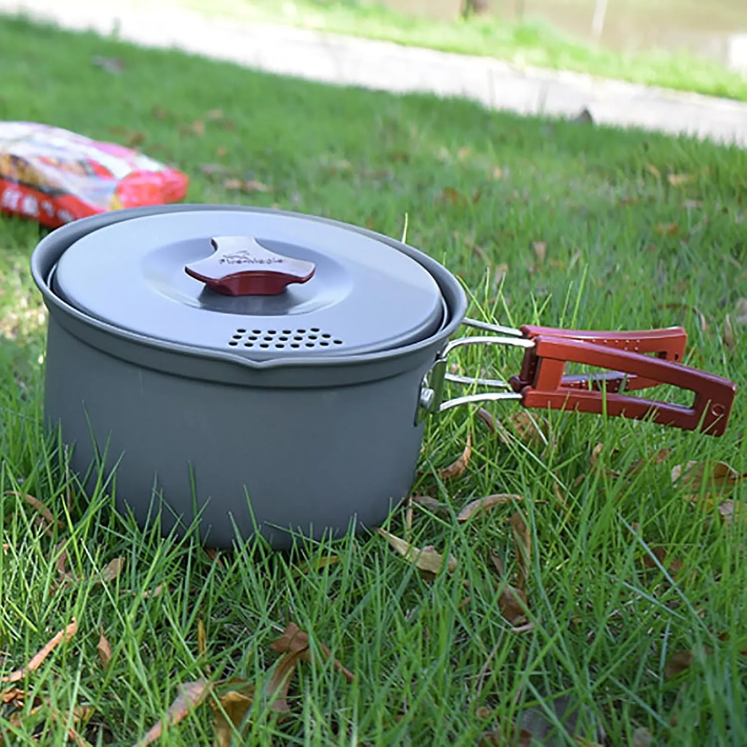 WHYATT Camping Cookset, Camping Pans, Hard Anodized Camping Cookware Outdoor Cook Set with Storage Bag for Camping Hiking