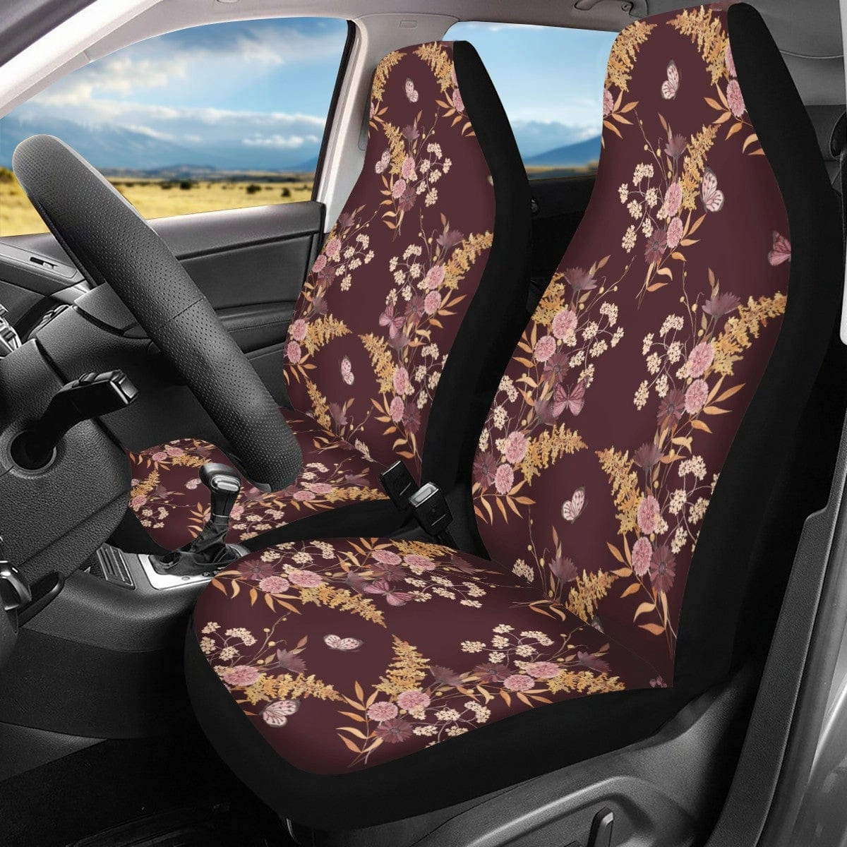 Wine Arabesque Car Seat Covers Full Set