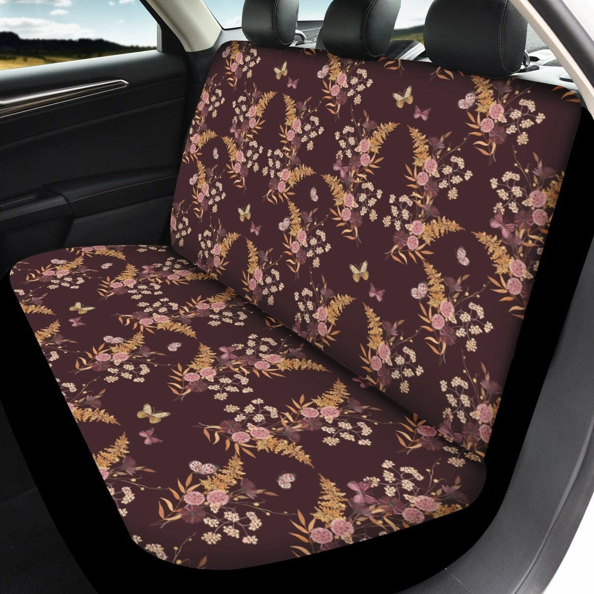 Wine Arabesque Car Seat Covers Full Set