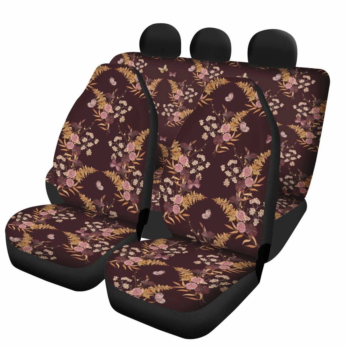 Wine Arabesque Car Seat Covers Full Set
