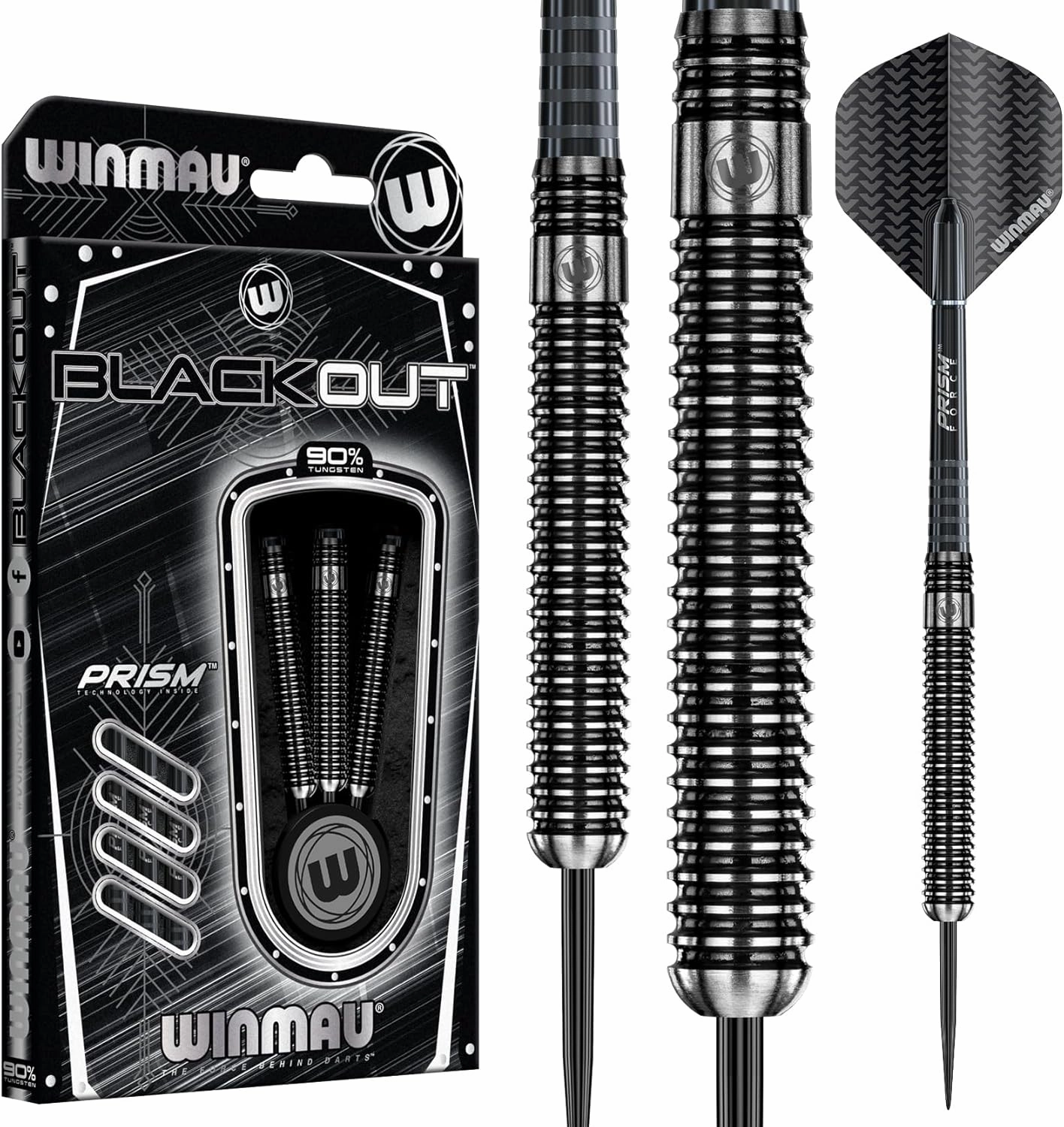 Winmau Blackout Softip Tungsten Darts Set with Flights and Shafts (Stems)