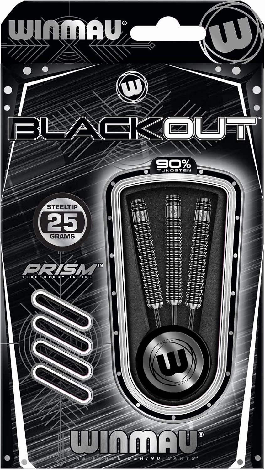 Winmau Blackout Softip Tungsten Darts Set with Flights and Shafts (Stems)