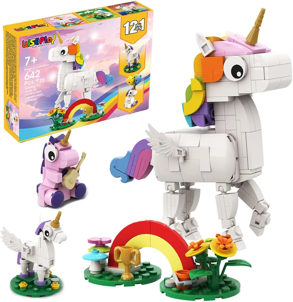 WISEPLAY Unicorn Building Block Set - 12 in 1 Unicorn Toys for Girls Age 6-8