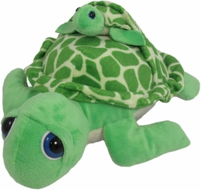 WISHPETS Green Sea Turtle with Baby Attached Stuffed Animal Plush Toy