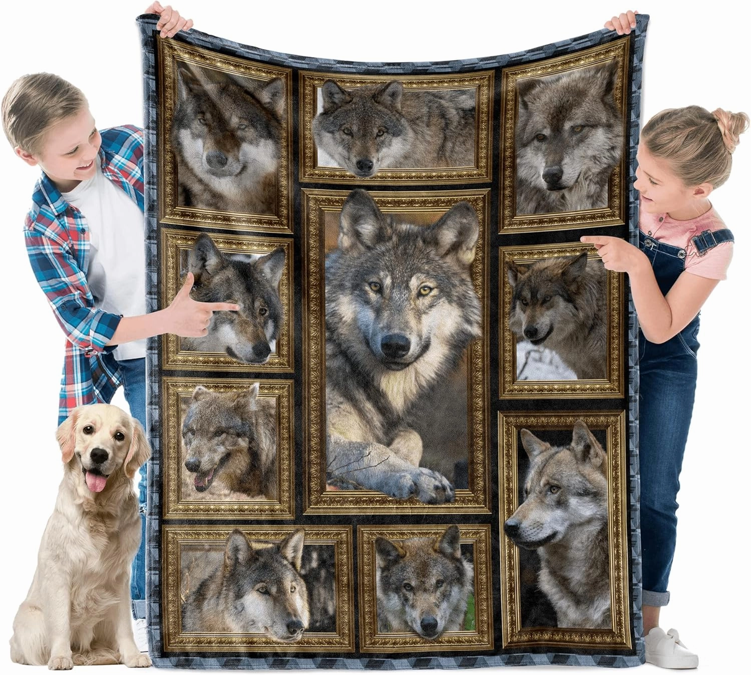 Wolf Blanket for Kids Soft Throw Blanket for Couch Bed Sofa Living Room, Cozy Fleece Blankets and Throws Warm Flannel Travel Blanket for Boys Girls, Wolf Gifts for Baby Toddler, 40" x 50"