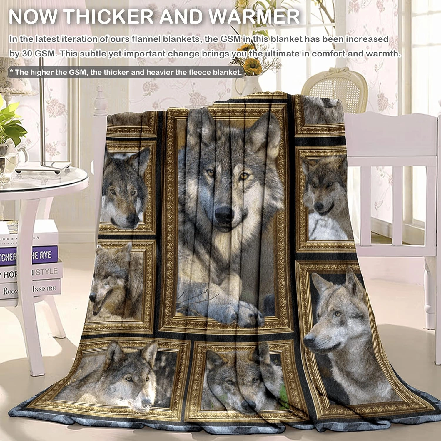 Wolf Blanket for Kids Soft Throw Blanket for Couch Bed Sofa Living Room, Cozy Fleece Blankets and Throws Warm Flannel Travel Blanket for Boys Girls, Wolf Gifts for Baby Toddler, 40" x 50"