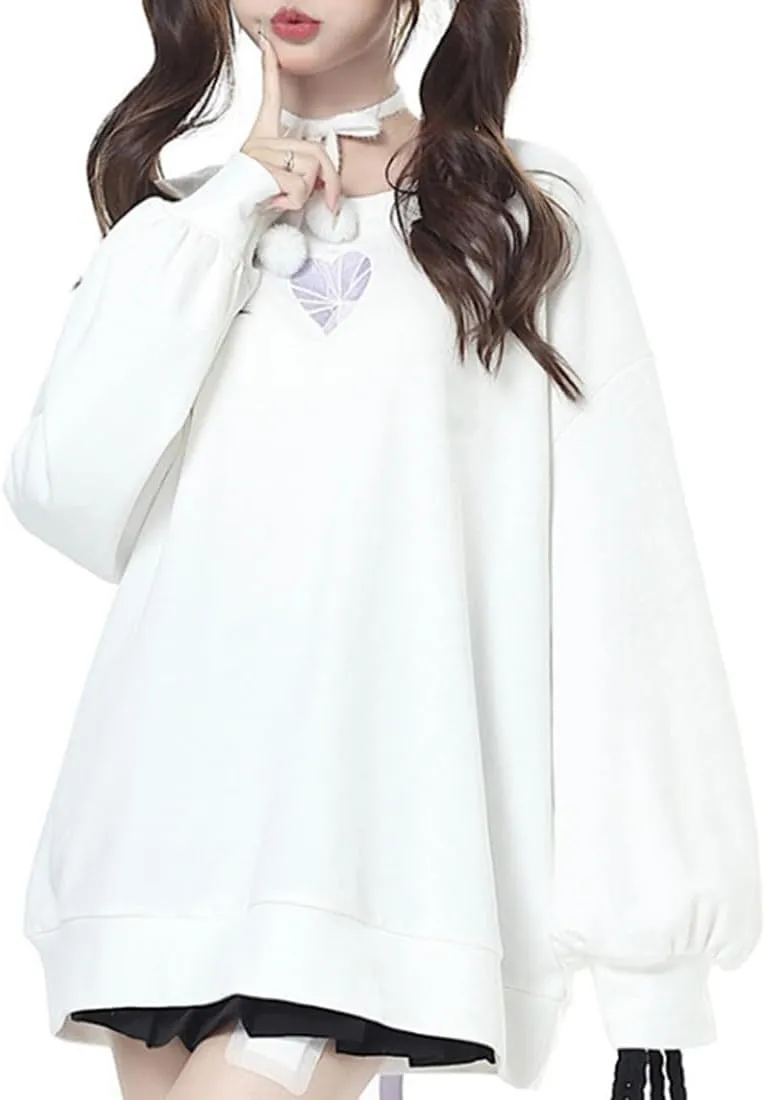 Women Back Lace Up Sweatshirt Long Sleeve Crew Neck Pullover Cute Style Outwear