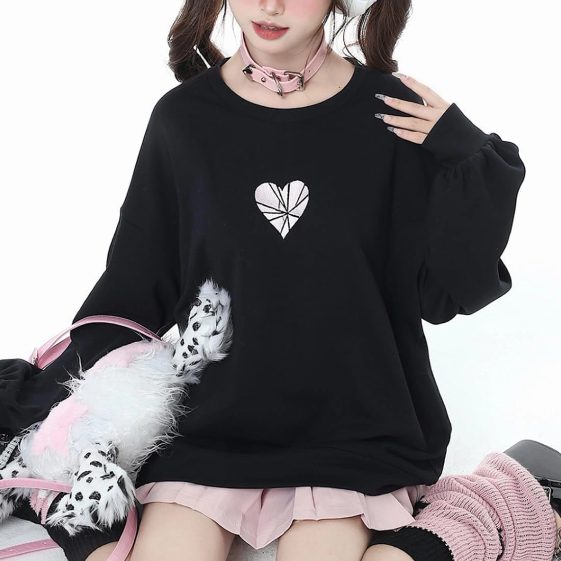 Women Back Lace Up Sweatshirt Long Sleeve Crew Neck Pullover Cute Style Outwear