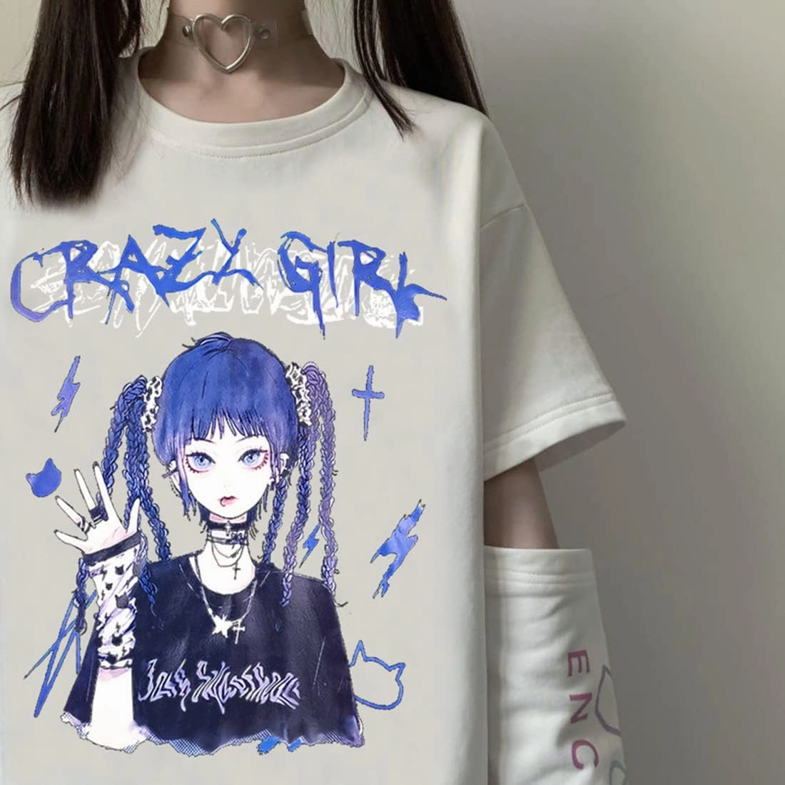 Women Girl Anime Casual Style Sweatshirt Kwaii Cartoon T-shirt Harajuku Style Streetwear