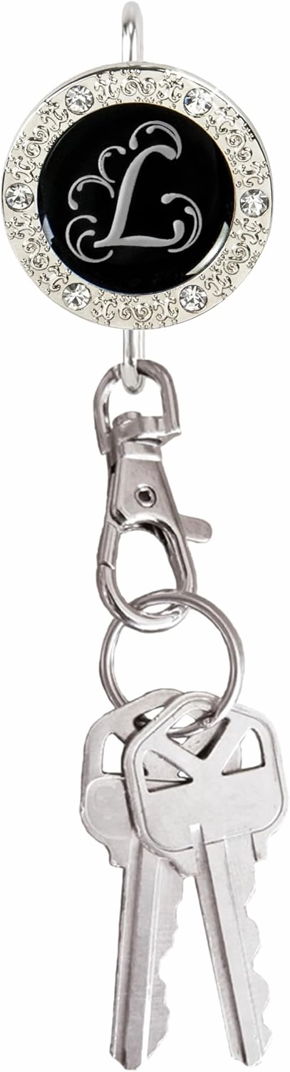 Women’s Bag Charm Key Finder, Car Keychain Hook, Cute Purse Organizer & Tote Bag Accessories, Gifts for Mom - Monogram Letter