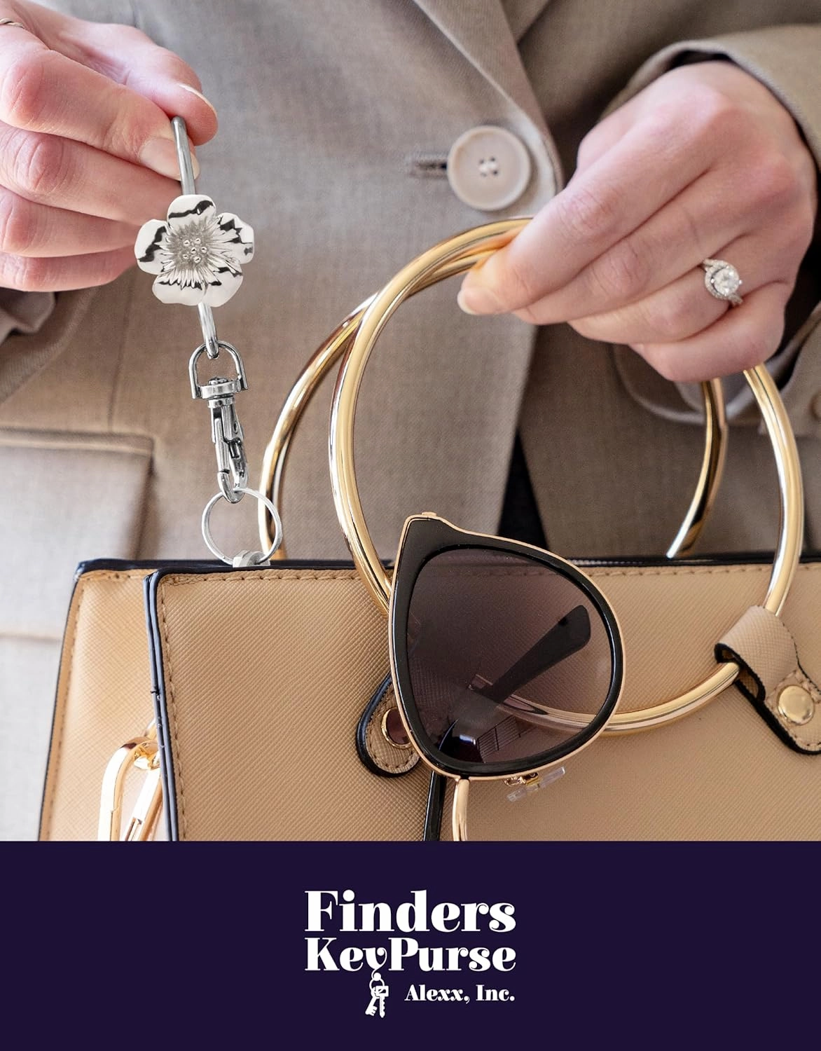 Women’s Bag Charm Key Finder, Car Keychain Hook, Cute Purse Organizer & Tote Bag Accessories, Gifts for Mom - Original