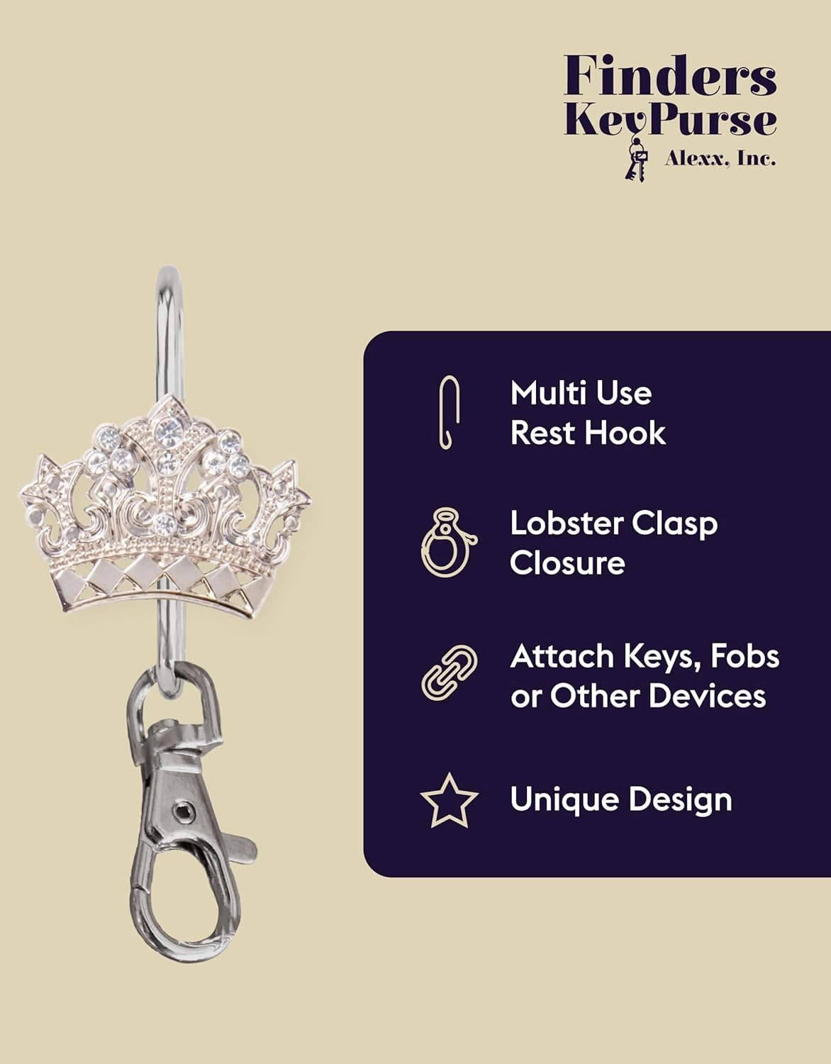 Women’s Bag Charm Key Finder, Car Keychain Hook, Cute Purse Organizer & Tote Bag Accessories, Gifts for Mom - Original