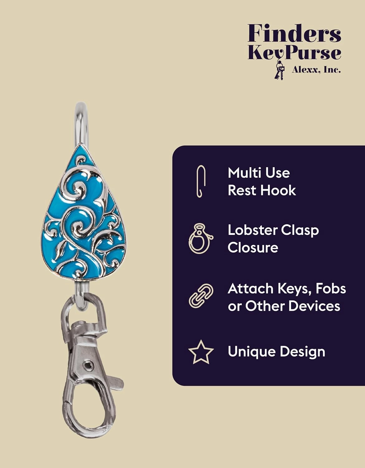 Women’s Bag Charm Key Finder, Car Keychain Hook, Cute Purse Organizer & Tote Bag Accessories, Gifts for Mom - Original
