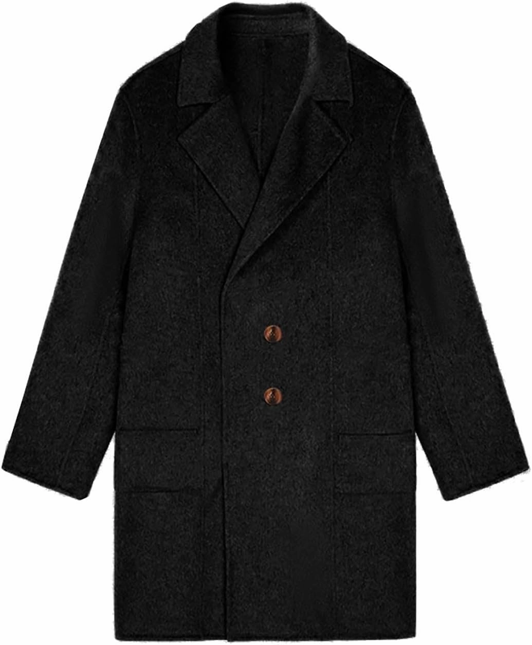 Women's Long Wool Blend Pea Coat Fall Winter Trendy Double Breasted Overcoat Casual Lapel Trench Coat With Pockets