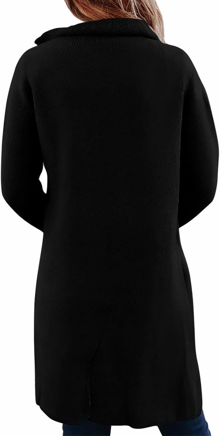 Women's Long Wool Blend Pea Coat Fall Winter Trendy Double Breasted Overcoat Casual Lapel Trench Coat With Pockets