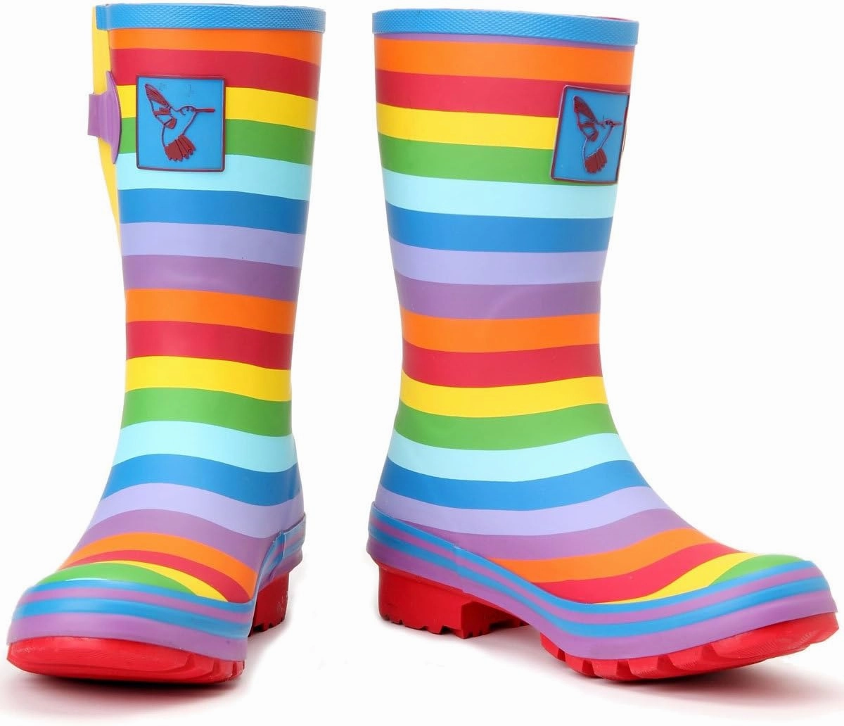 Women's Rain Boot Waterproof Mid-Calf Boots Cute Printing Rainbow Rain Boots fwRain Shoes UK Brand