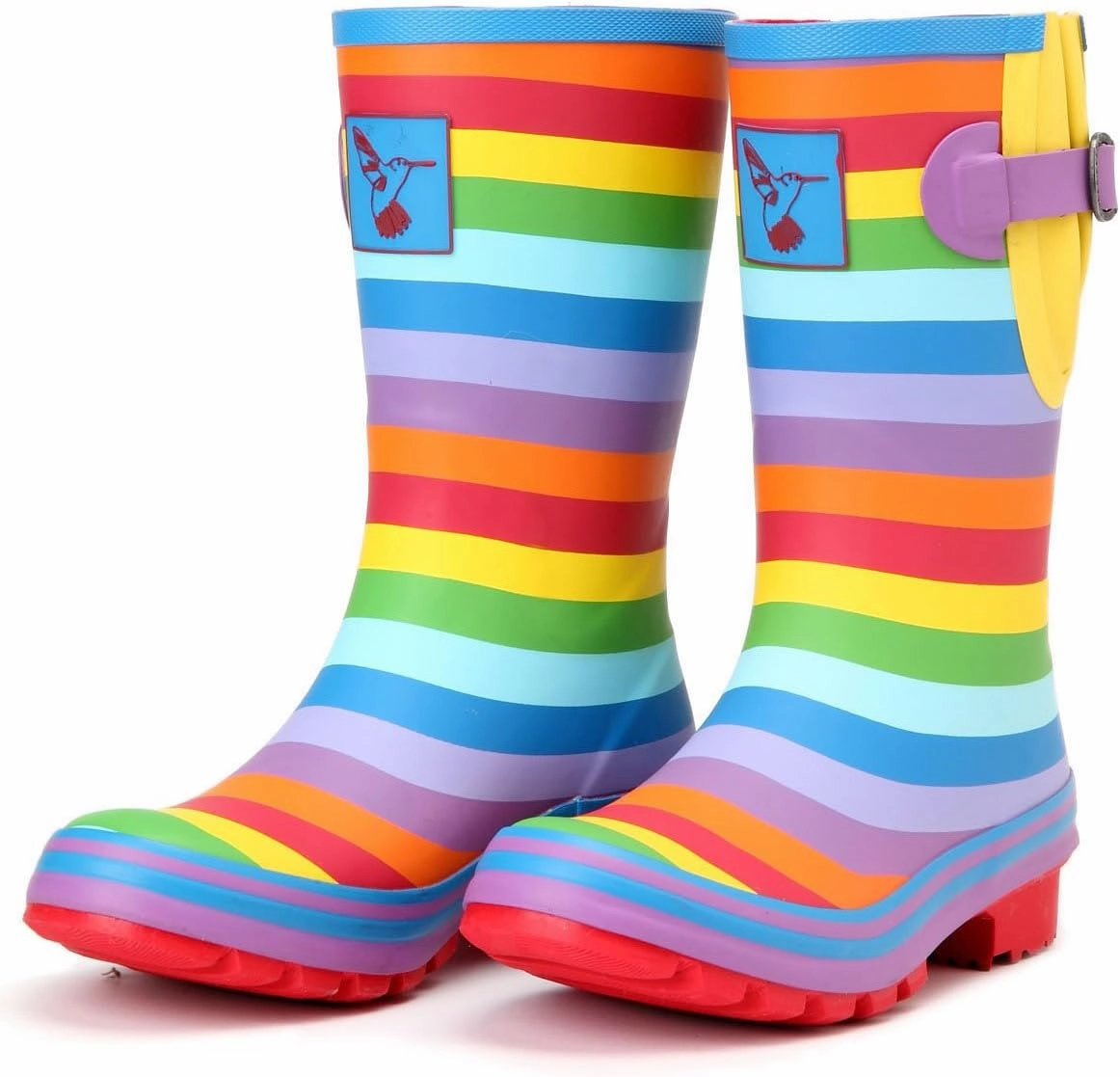 Women's Rain Boot Waterproof Mid-Calf Boots Cute Printing Rainbow Rain Boots fwRain Shoes UK Brand